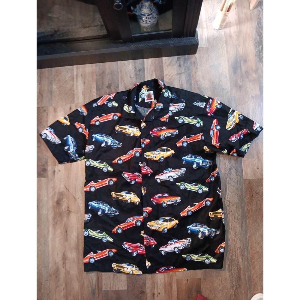 Max Boxxer Black 2XL SS Casual Shirt Classic Chevy Cars  Colorful Cotton‎